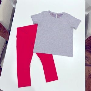 Lululemon short sleeve top and high rise leggings, Size 10, good used condition